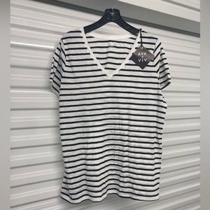 Ava & Viv Striped Short Sleeve Tee Shirt